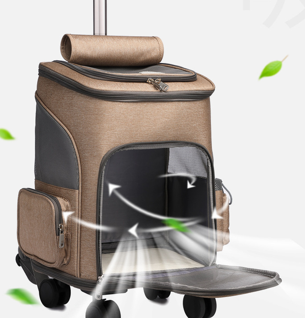 Portable Folding Trolley Pet Backpack By Woofymood